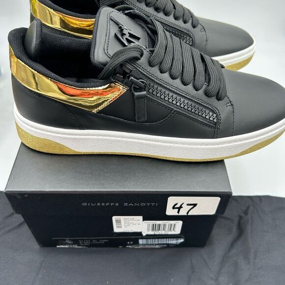 Men's Giuseppe Zanotti double zip low top leather sneakers size 43 made in Italy - Picture 1 of 12